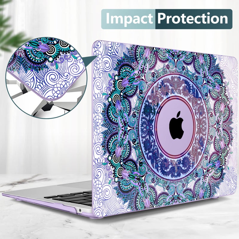TWOLSKOO Case for MacBook Air 13.3 Inch (Old Version 2018â€“2021, Models: M1 A2337, A2179, A1932) â€“ Hard Shell Case with Screen Protector & Keyboard Cover, Purple Mandala - Image 4
